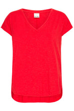 Load image into Gallery viewer, ICHI Rebel Metallic Detail V Neck Tee - Mars Red