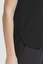 Load image into Gallery viewer, ICHI Rebel Metallic Detail V Neck Tee - Black