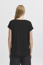 Load image into Gallery viewer, ICHI Rebel Metallic Detail V Neck Tee - Black