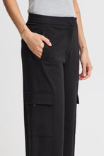 Load image into Gallery viewer, ICHI Simonse Wide Leg Cargo Trousers- Black