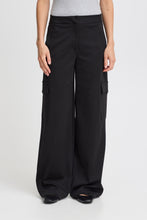 Load image into Gallery viewer, ICHI Simonse Wide Leg Cargo Trousers- Black