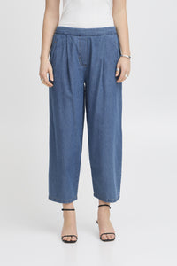 ICHI Archer Trousers - Washed Medium Blue