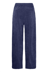 ICHI Kate Wide Leg Cord Trousers - Medieval Blue