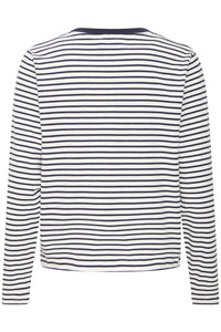 ICHI Mira Stripe Cotton Top - Total Eclipse & Cloud Dancer