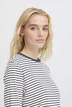 Load image into Gallery viewer, ICHI Mira Stripe Cotton Top - Total Eclipse &amp; Cloud Dancer