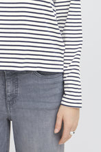 Load image into Gallery viewer, ICHI Mira Stripe Cotton Top - Total Eclipse &amp; Cloud Dancer