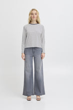 Load image into Gallery viewer, ICHI Mira Stripe Cotton Top - Total Eclipse &amp; Cloud Dancer