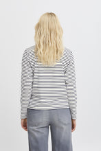 Load image into Gallery viewer, ICHI Mira Stripe Cotton Top - Total Eclipse &amp; Cloud Dancer