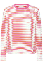 Load image into Gallery viewer, ICHI Mira Stripe Cotton Top - Cloud Dancer &amp; Pink Yarrow