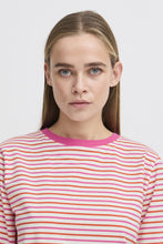 Load image into Gallery viewer, ICHI Mira Stripe Cotton Top - Cloud Dancer &amp; Pink Yarrow
