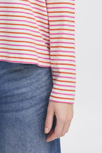 Load image into Gallery viewer, ICHI Mira Stripe Cotton Top - Cloud Dancer &amp; Pink Yarrow