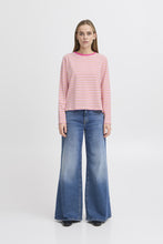 Load image into Gallery viewer, ICHI Mira Stripe Cotton Top - Cloud Dancer &amp; Pink Yarrow