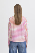 Load image into Gallery viewer, ICHI Mira Stripe Cotton Top - Cloud Dancer &amp; Pink Yarrow