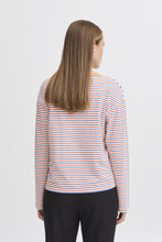 Load image into Gallery viewer, ICHI Mira Boat Neck Stripe Cotton Top - Multi Coloured Stripe