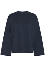 Load image into Gallery viewer, ICHI Kala Long Sleeve Stripe Sweatshirt Top - Total Eclipse