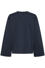Load image into Gallery viewer, ICHI Kala Long Sleeve Stripe Sweatshirt Top - Total Eclipse