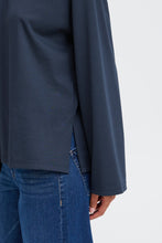 Load image into Gallery viewer, ICHI Kala Long Sleeve Stripe Sweatshirt Top - Total Eclipse