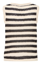 Load image into Gallery viewer, ICHI Birdis Striped Knitted Vest Top - Black &amp; Almond Milk