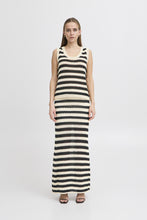 Load image into Gallery viewer, ICHI Birdis Striped Knitted Vest Top - Black &amp; Almond Milk