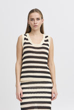 Load image into Gallery viewer, ICHI Birdis Striped Knitted Vest Top - Black &amp; Almond Milk