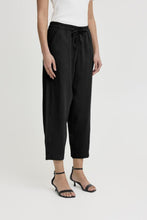 Load image into Gallery viewer, ICHI Linno Barrel Leg Linen Blend Trousers - Black