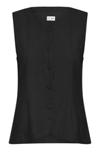 Load image into Gallery viewer, ICHI Linno Linen Blend Waistcoat - Black