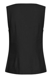 ICHI Linno Linen Blend Waistcoat - Black