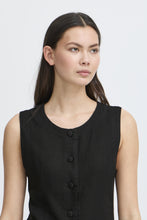 Load image into Gallery viewer, ICHI Linno Linen Blend Waistcoat - Black