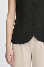 Load image into Gallery viewer, ICHI Linno Linen Blend Waistcoat - Black