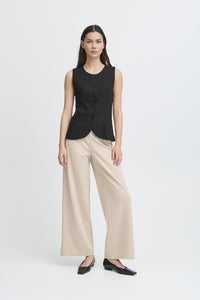 ICHI Linno Linen Blend Waistcoat - Black