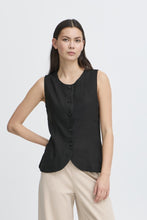 Load image into Gallery viewer, ICHI Linno Linen Blend Waistcoat - Black