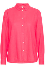 Load image into Gallery viewer, ICHI Linno Linen Blend Long Sleeve Shirt - Geranium