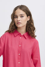 Load image into Gallery viewer, ICHI Linno Linen Blend Long Sleeve Shirt - Geranium