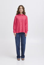 Load image into Gallery viewer, ICHI Linno Linen Blend Long Sleeve Shirt - Geranium