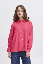 Load image into Gallery viewer, ICHI Linno Linen Blend Long Sleeve Shirt - Geranium