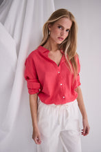 Load image into Gallery viewer, ICHI Linno Linen Blend Long Sleeve Shirt - Geranium