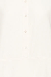 ICHI Linno Linen Blend Short Sleeve Blouse - Cloud Dancer