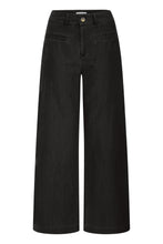 Load image into Gallery viewer, ICHI Kate Denim Cotton Blend Trousers - Black
