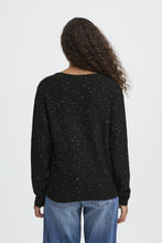 Load image into Gallery viewer, ICHI Damian Sparkle V Neck Wool Blend Jumper - Black