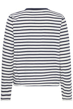 Load image into Gallery viewer, ICHI Mira Stripe Cotton Top - Cloud Dancer &amp; Total Eclipse