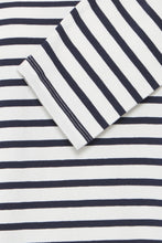 Load image into Gallery viewer, ICHI Mira Stripe Cotton Top - Cloud Dancer &amp; Total Eclipse