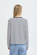 Load image into Gallery viewer, ICHI Mira Stripe Cotton Top - Cloud Dancer &amp; Total Eclipse