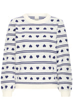 Load image into Gallery viewer, ICHI Brielle Heart Jumper - Birch &amp; Blueprint