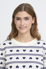 Load image into Gallery viewer, ICHI Brielle Heart Jumper - Birch &amp; Blueprint