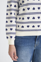 Load image into Gallery viewer, ICHI Brielle Heart Jumper - Birch &amp; Blueprint