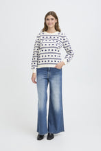 Load image into Gallery viewer, ICHI Brielle Heart Jumper - Birch &amp; Blueprint