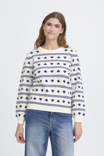Load image into Gallery viewer, ICHI Brielle Heart Jumper - Birch &amp; Blueprint