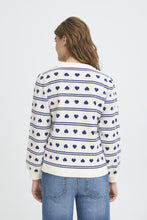 Load image into Gallery viewer, ICHI Brielle Heart Jumper - Birch &amp; Blueprint