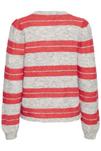 Load image into Gallery viewer, ICHI Dusty Knitted Stripe Jumper - Grey Melange &amp; Teaberry Pink