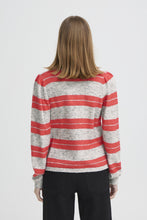 Load image into Gallery viewer, ICHI Dusty Knitted Stripe Jumper - Grey Melange &amp; Teaberry Pink